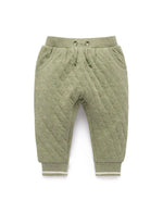 Quilted Track Pants - Olive Melange