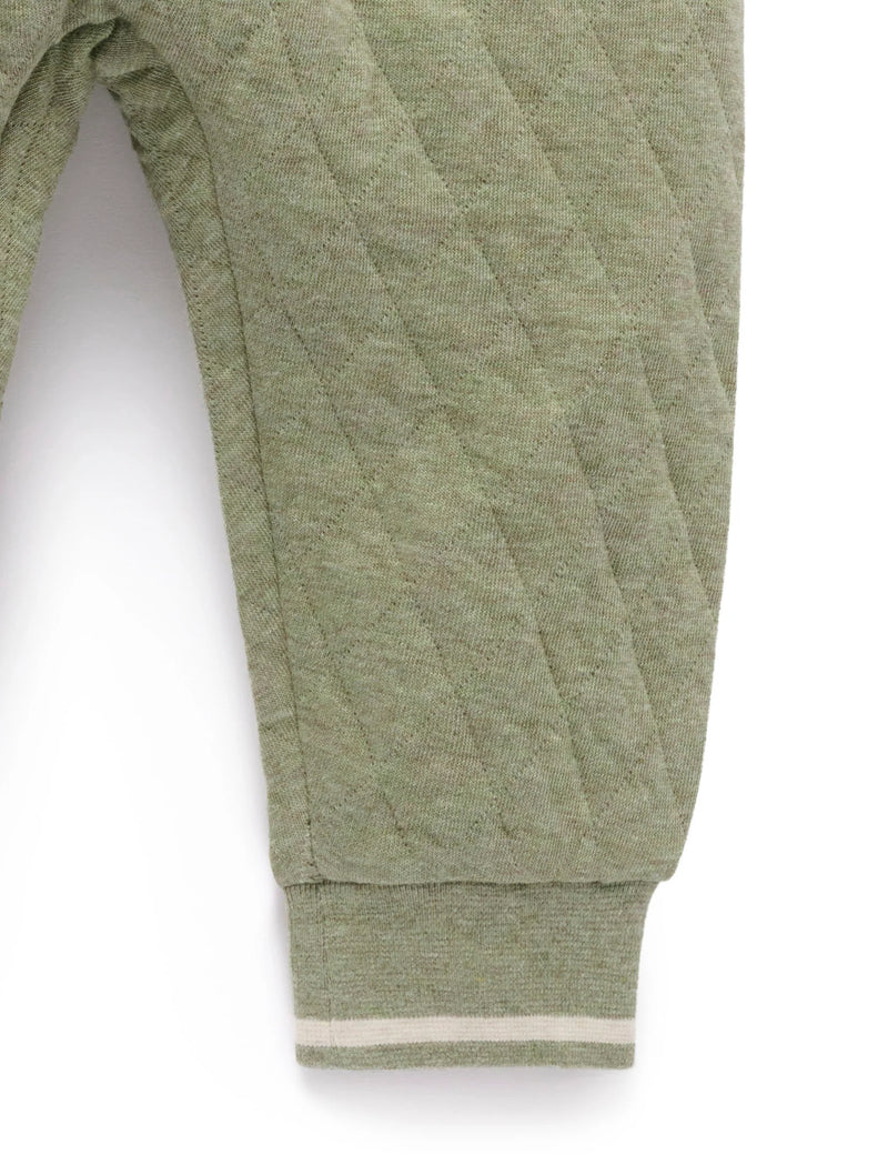 Quilted Track Pants - Olive Melange