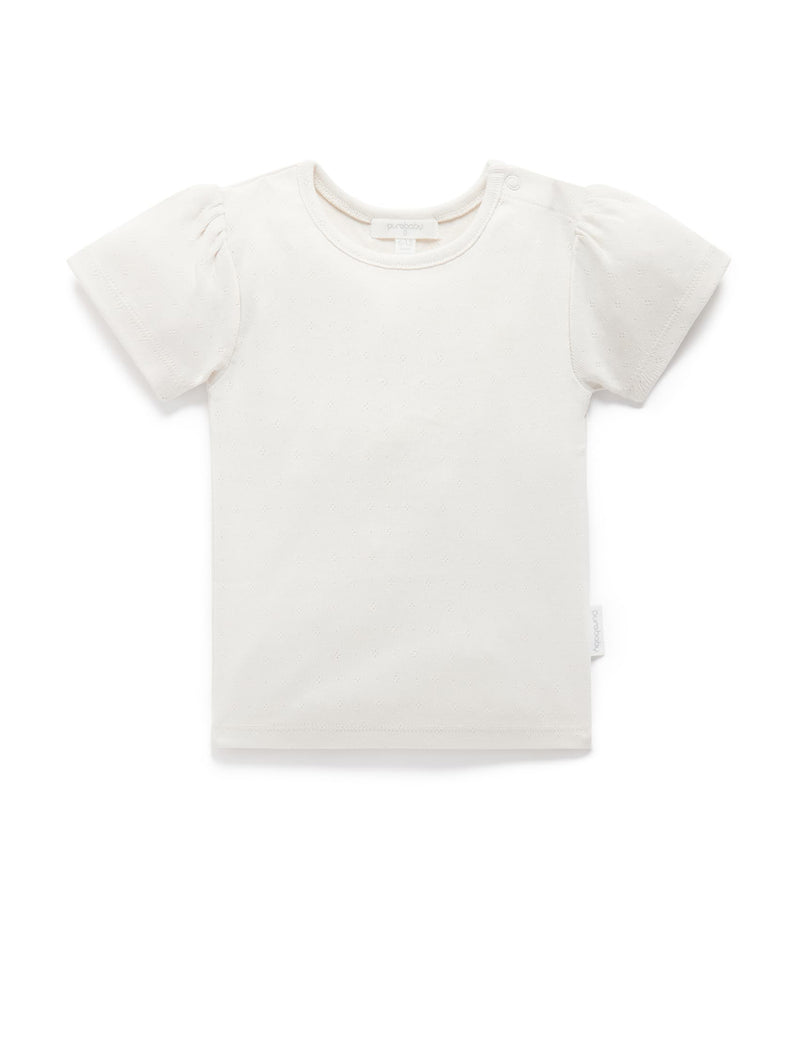 Pointelle Tee - Cloud