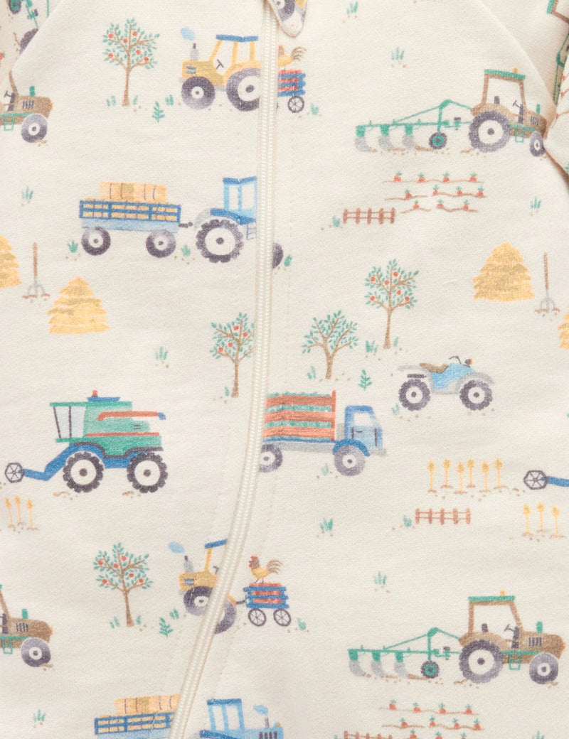 Fleecy Zip Growsuit - Farm Vehicle