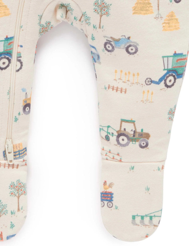 Fleecy Zip Growsuit - Farm Vehicle
