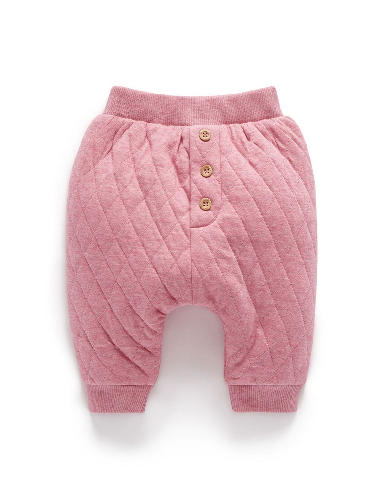 Quilted Slouchy Track Pants - Beetroot Melange