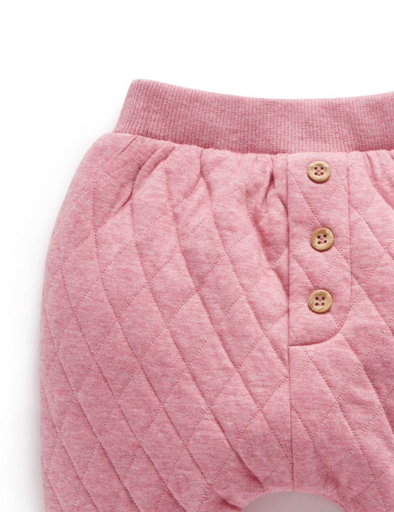 Quilted Slouchy Track Pants - Beetroot Melange