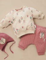 Quilted Slouchy Track Pants - Beetroot Melange
