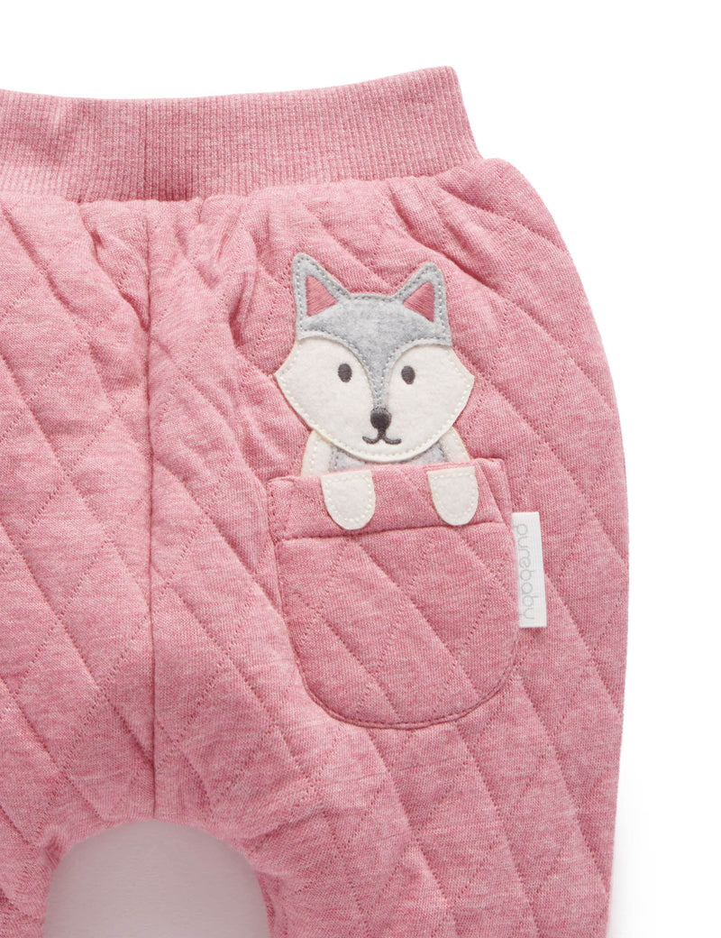 Quilted Slouchy Track Pants - Beetroot Melange