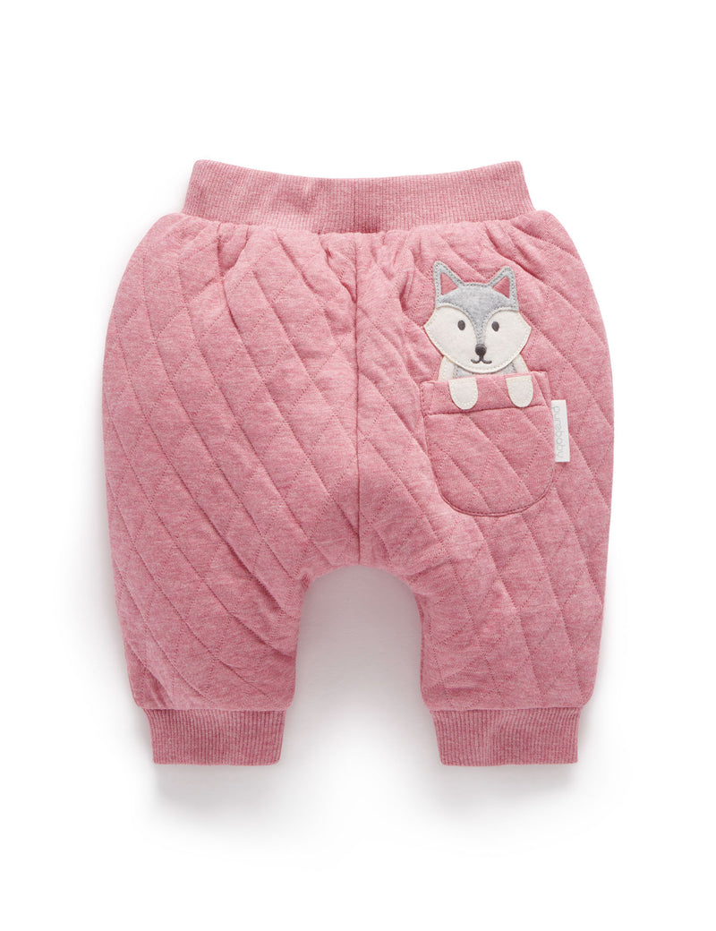 Quilted Slouchy Track Pants - Beetroot Melange