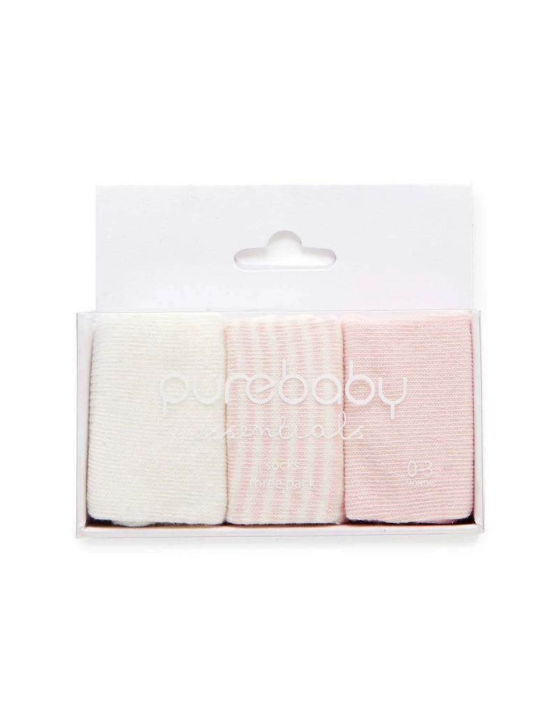 3 Sock Pack - Pale Pink