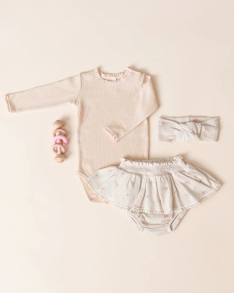 Waffle Long Sleeve Bodysuit - Antique