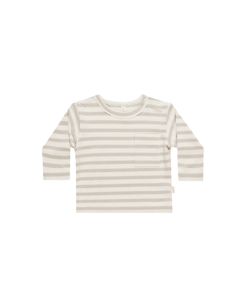 Long Sleeve Pocket Tee - Grey Stripe