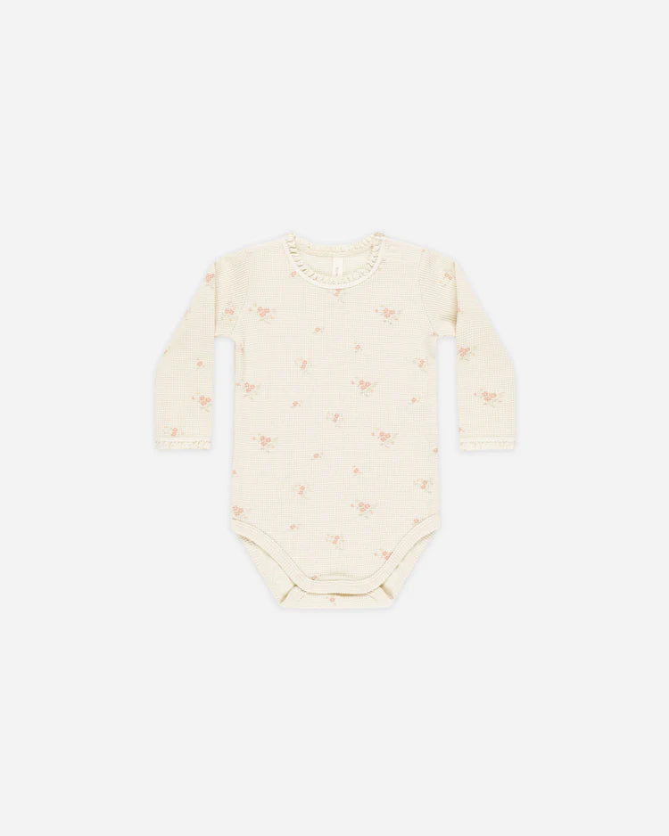 Waffle Long Sleeve Bodysuit - Vintage Rose