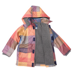 Sherpa Lined Check Raincoat - Red