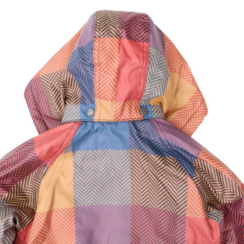 Sherpa Lined Check Raincoat - Red