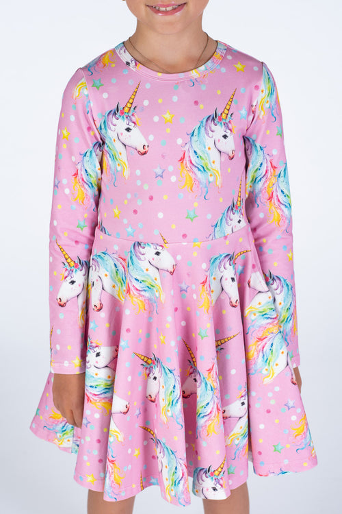 Dotty Unicorn Waisted Dress