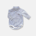 Baby Boys Dress Shirt Romper - Navy Pinstripe