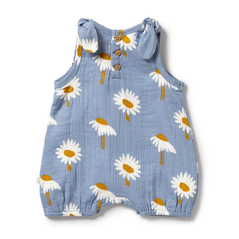 Daisy Floral Organic Crinkle Tie Playsuit