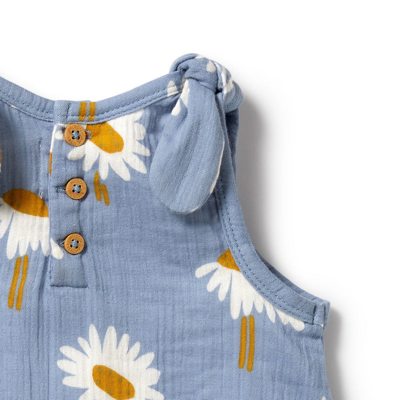 Daisy Floral Organic Crinkle Tie Playsuit