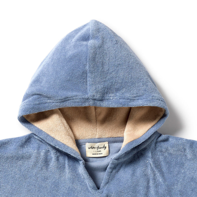 Dusty Blue Organic Terry Hooded Towel