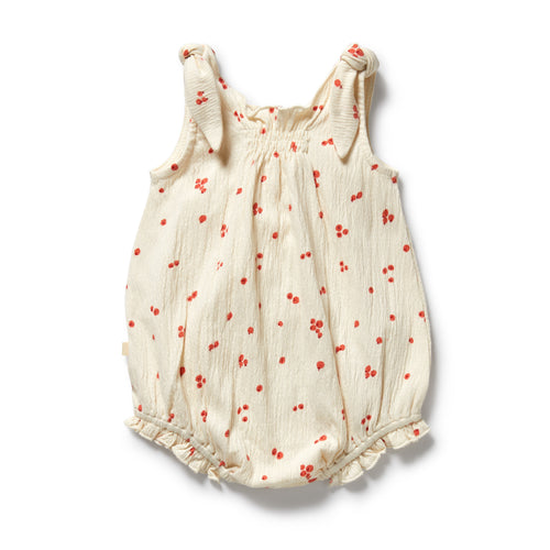 Strawberry Kisses Organic Tie Playsuit