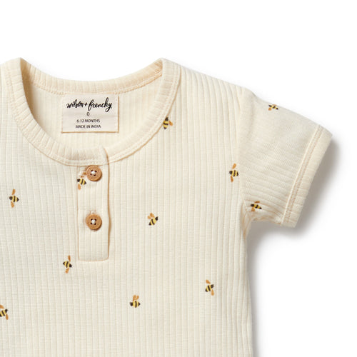 Bee Mine Organic Henley Bodysuit