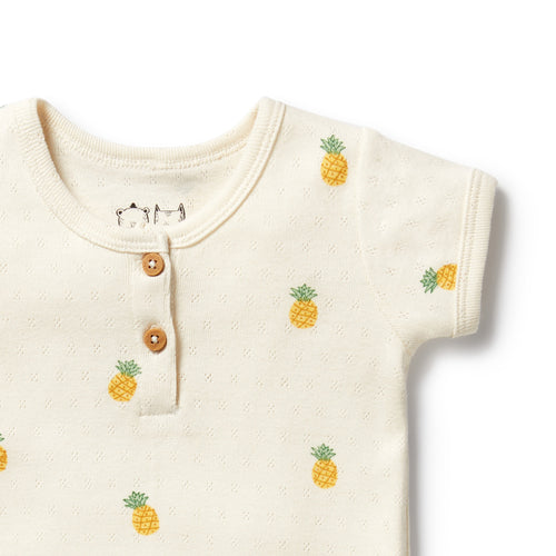 Piney Pals Organic Pointelle Henley Bodysuit