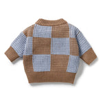 Coco Blue Speckle Organic Knitted Check Jumper