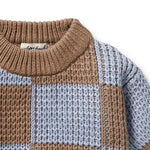 Coco Blue Speckle Organic Knitted Check Jumper
