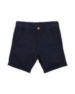 Navy Linen Blend Shorts