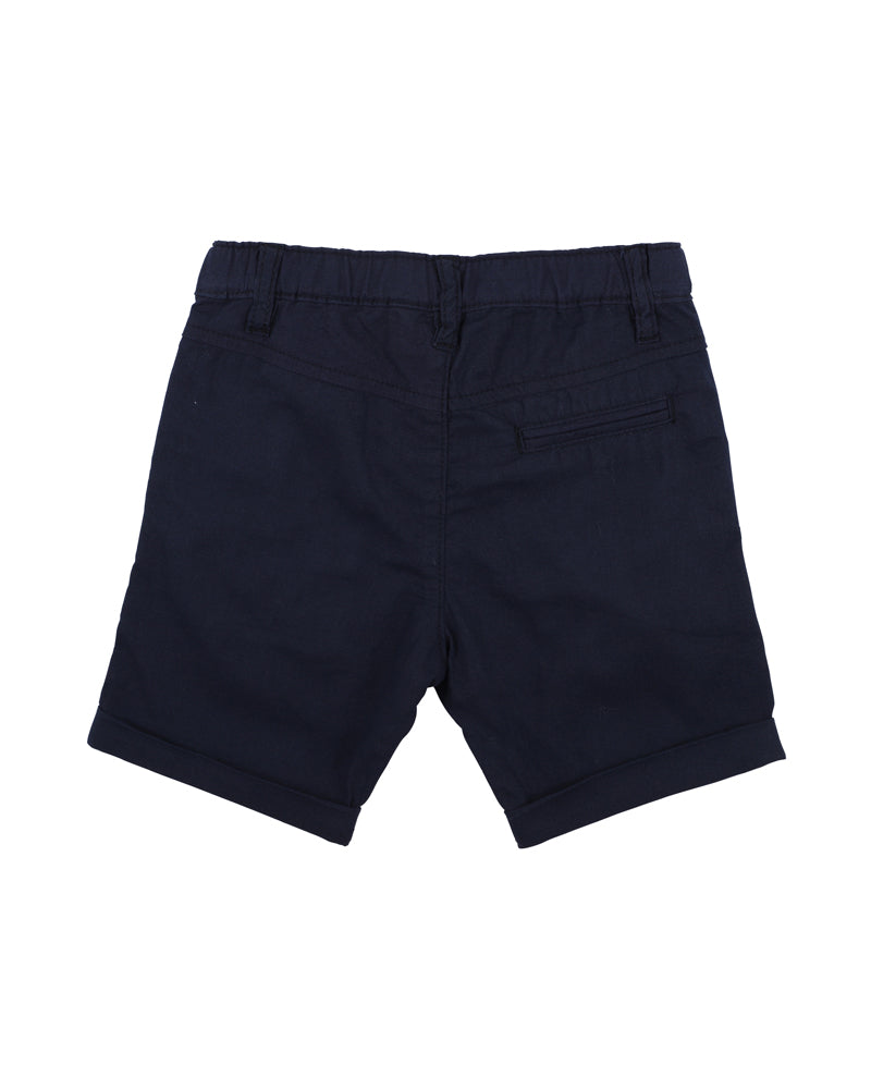 Navy Linen Blend Shorts