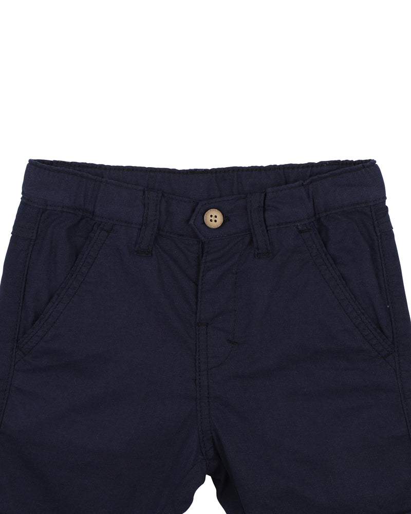 Navy Linen Blend Shorts