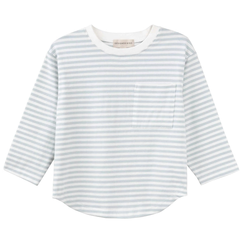 Harvey Long Sleeve Stripe T-Shirt - Ice Blue