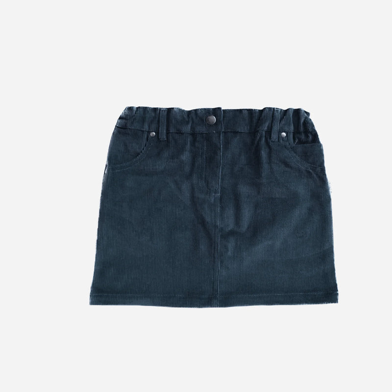 Girls Straight Skirt - Navy Corduroy