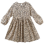 Leopard Print Long Sleeve Poodle Sleeve Dress