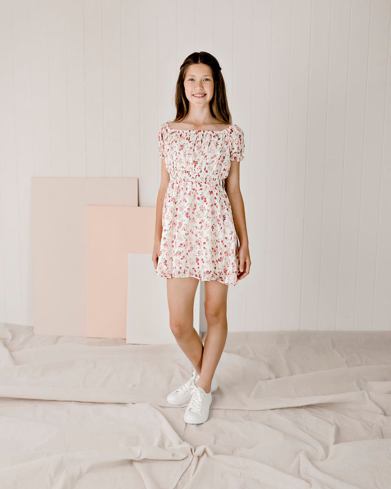 Kaylee Floral Lurex Dress - Cream