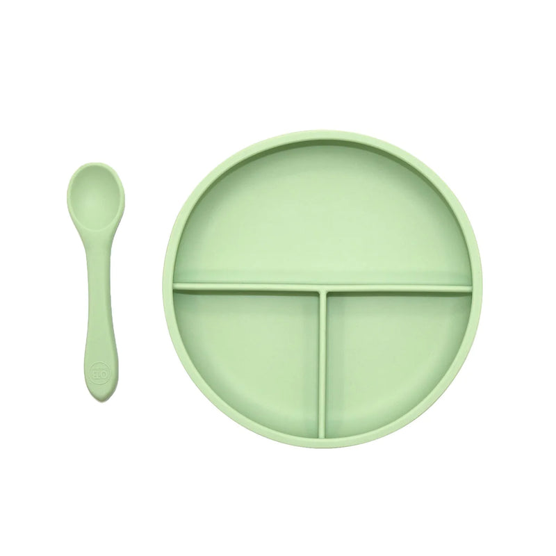 Divider Plate & Spoon Set - Mint