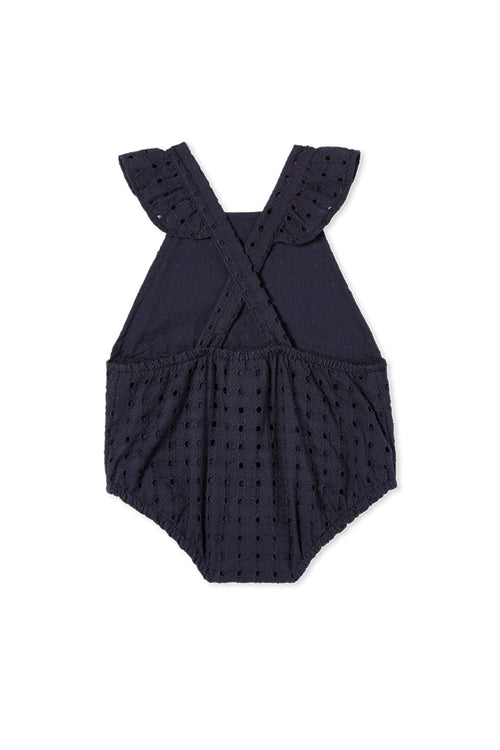 Navy Broderie Playsuit