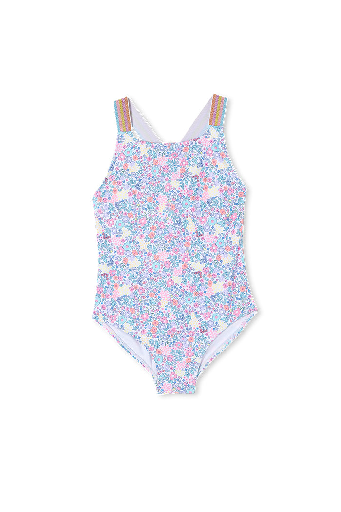 Neon Floral Frill Swimsuit