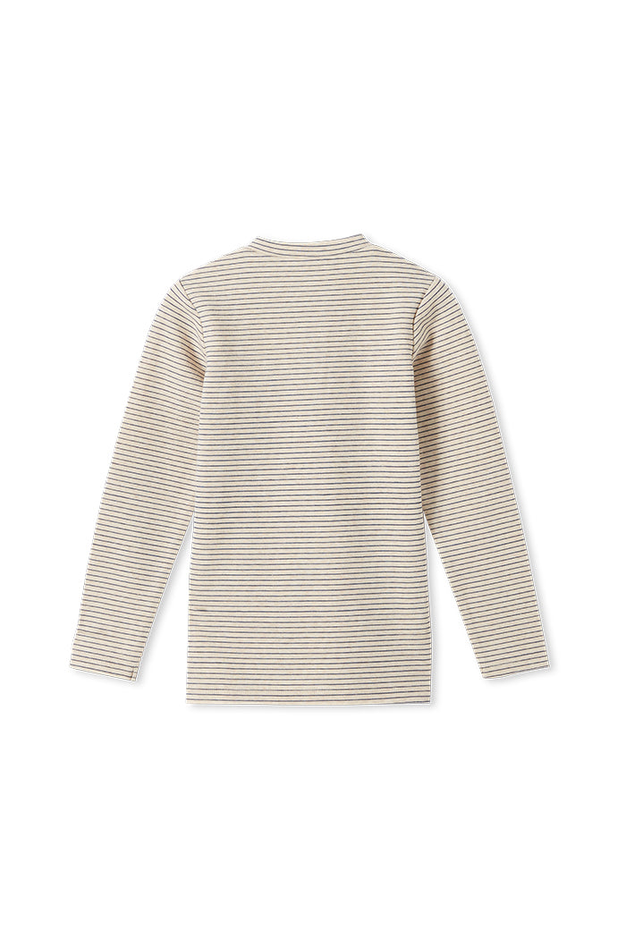 Rib Henley - Oatmeal Stripe