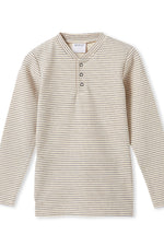 Rib Henley - Oatmeal Stripe
