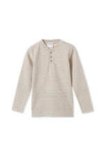 Rib Henley - Oatmeal Stripe