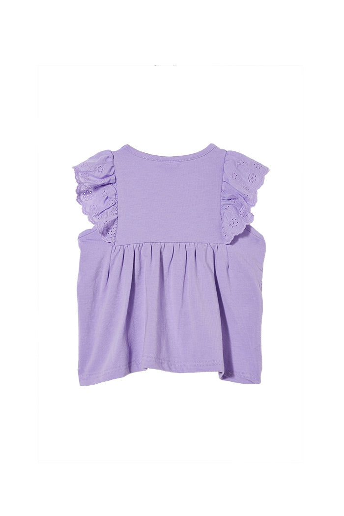 Lilac Broderie Frill Tee