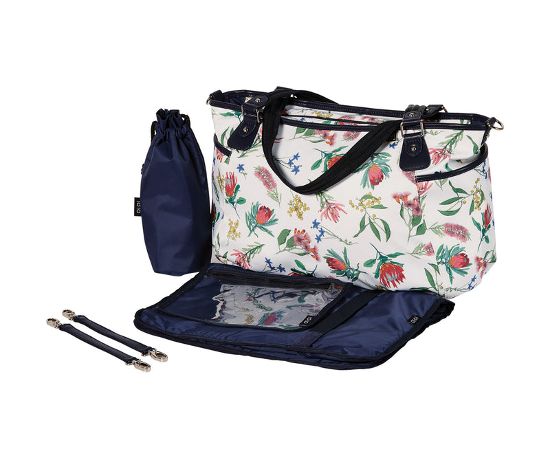 Tote Nappy Bag - Botanical White