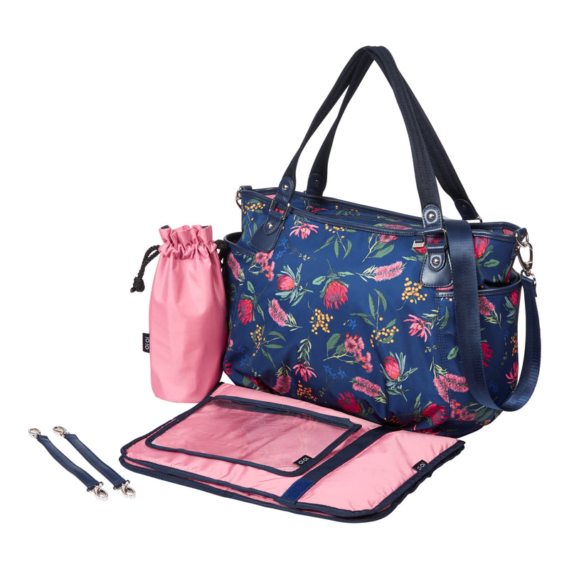 Tote Nappy Bag - Botanical Navy