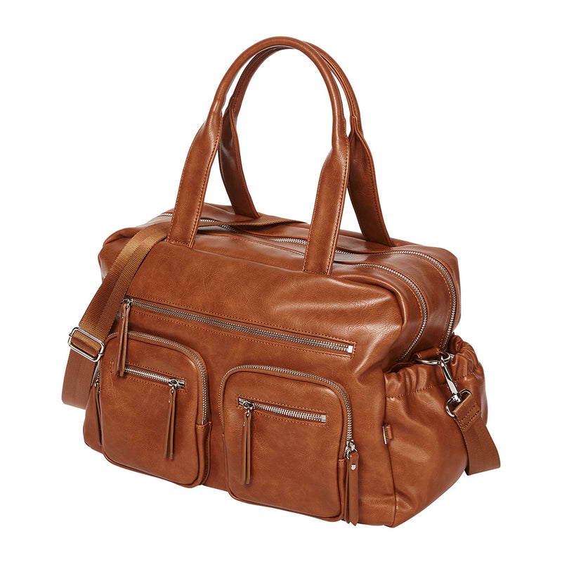Faux Leather Carry All Nappy Bag - Tan