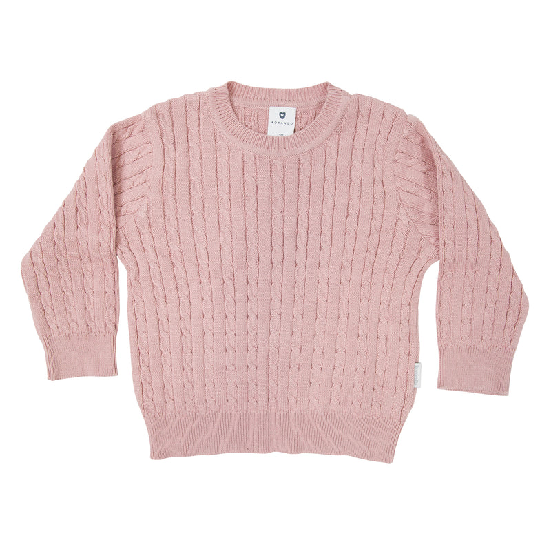 Cable Knit Sweater - Pink