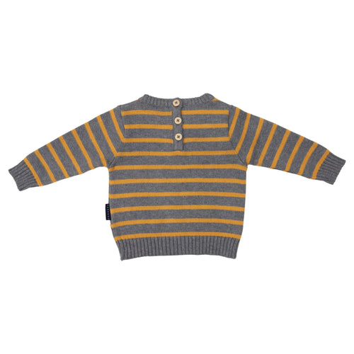 Fire Truck Knit Sweater - Charcoal Stripe
