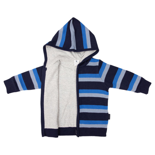 Lined Knit Jacket - Blue Stripe