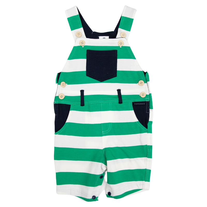 Striped Cotton Overall - Green Stripe