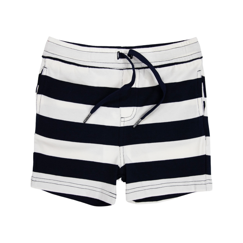 Striped Cotton Short - Navy Stripe