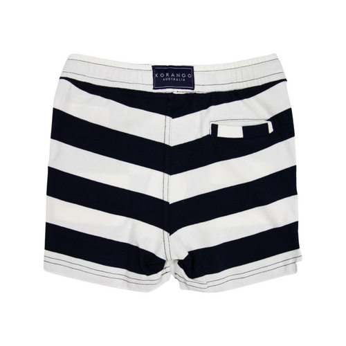 Striped Cotton Short - Navy Stripe