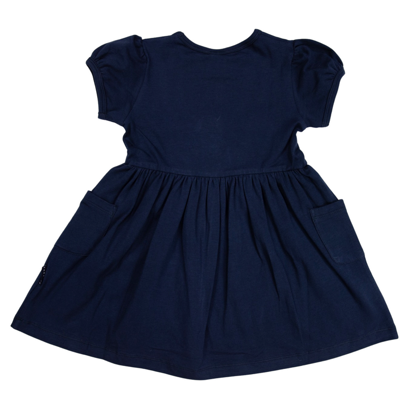 Flower Cotton Dress - Navy